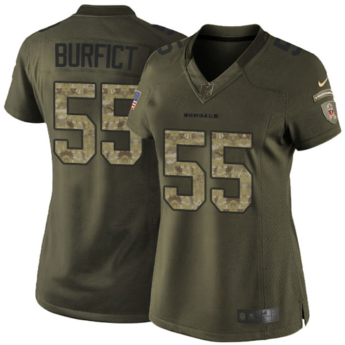 Women's Limited Vontaze Burfict Nike Jersey Green - #55 Salute to Service NFL Cincinnati Bengals